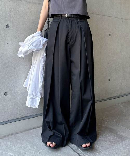 セール】ツイルタックチノワイドパンツ（チノパンツ）｜andme