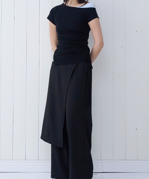 PLACE STUDIO（プレイススタジオ）の「PLACE STUDIO／アンバランスレイヤードT（Tシャツ/カットソー・レディース・ブルー/ブラック・FREE）」の3枚目の写真