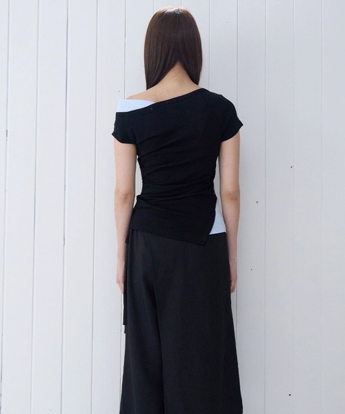 PLACE STUDIO（プレイススタジオ）の「PLACE STUDIO／アンバランスレイヤードT（Tシャツ/カットソー・レディース・ブルー/ブラック・FREE）」の8枚目の写真