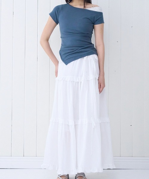 PLACE STUDIO（プレイススタジオ）の「PLACE STUDIO／アンバランスレイヤードT（Tシャツ/カットソー・レディース・ブルー/ブラック・FREE）」の9枚目の写真