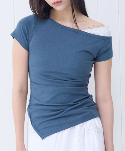 PLACE STUDIO（プレイススタジオ）の「PLACE STUDIO／アンバランスレイヤードT（Tシャツ/カットソー・レディース・ブルー/ブラック・FREE）」の11枚目の写真