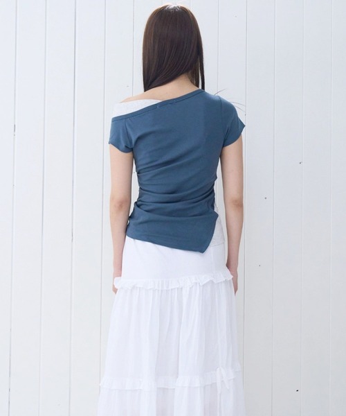 PLACE STUDIO（プレイススタジオ）の「PLACE STUDIO／アンバランスレイヤードT（Tシャツ/カットソー・レディース・ブルー/ブラック・FREE）」の14枚目の写真