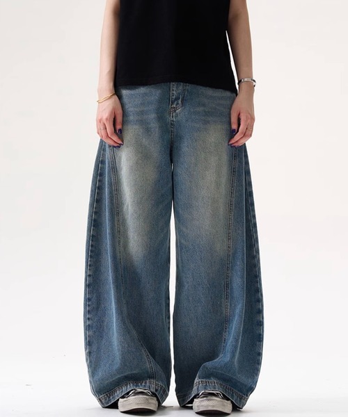 未使用 2025SS 10OZワークパンツ デニム セール】【niko and JEANS 2025SS】VINTAGEワイドデニム