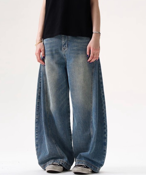 セール】ヴィンテージ加工バギーデニムパンツ バレルデニム