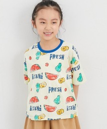 QUNTSTYLE（キュントスタイル）の「フルーツロゴ総柄プリントＴシャツ（男の子・女の子）（Tシャツ/カットソー・キッズ）」