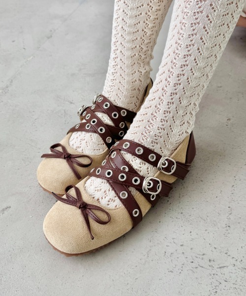 セール】ハトメベルトリボンバレエシューズ（バレエシューズ）｜SOLLON