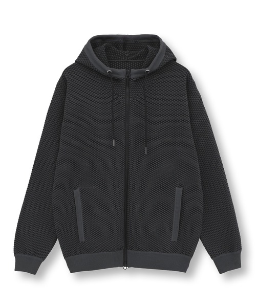 MEN'S BIGI（メンズビギ）の「ハニカムニット ジップパーカー（パーカー・メンズ・ネイビー/ブラック系その他・01/03/02）」の2枚目の写真