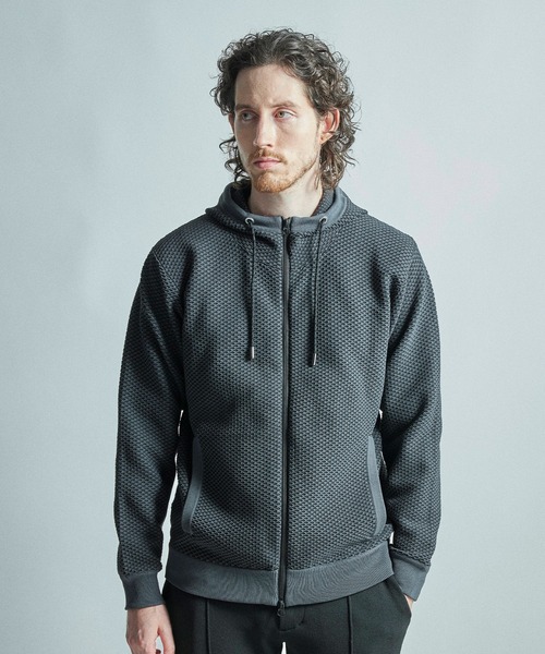 MEN'S BIGI（メンズビギ）の「ハニカムニット ジップパーカー（パーカー・メンズ・ネイビー/ブラック系その他・01/03/02）」の13枚目の写真