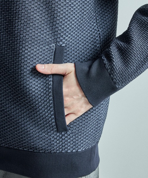 MEN'S BIGI（メンズビギ）の「ハニカムニット ジップパーカー（パーカー・メンズ・ネイビー/ブラック系その他・01/03/02）」の12枚目の写真