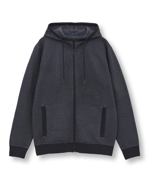 MEN'S BIGI（メンズビギ）の「ハニカムニット ジップパーカー（パーカー・メンズ・ネイビー/ブラック系その他・01/03/02）」の17枚目の写真