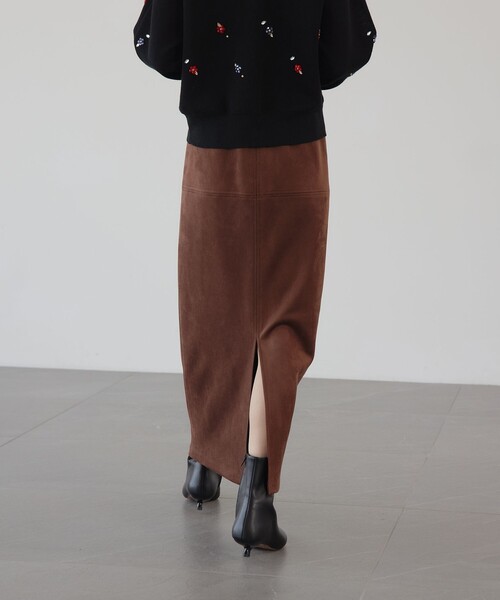 EMMEL REFINES（エメルリファインズ）の「＜EMMEL REFINES＞EM スウェードライク ステッチ Iラインスカート（スカート・レディース・ナチュラル/ダークブラウン・S/M）」の22枚目の写真