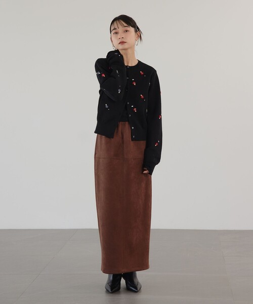 EMMEL REFINES（エメルリファインズ）の「＜EMMEL REFINES＞EM スウェードライク ステッチ Iラインスカート（スカート・レディース・ナチュラル/ダークブラウン・S/M）」の11枚目の写真