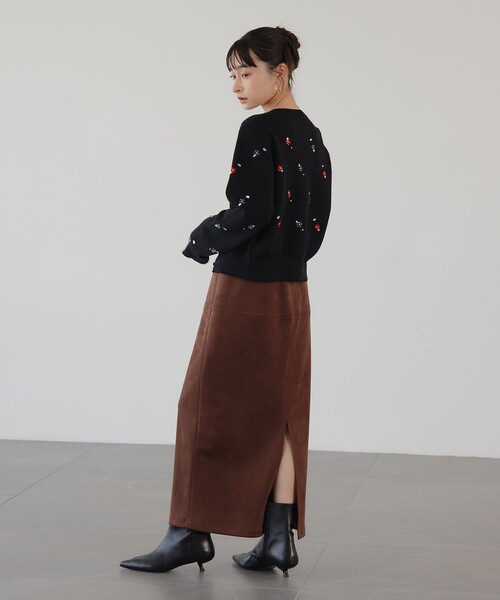 EMMEL REFINES（エメルリファインズ）の「＜EMMEL REFINES＞EM スウェードライク ステッチ Iラインスカート（スカート・レディース・ナチュラル/ダークブラウン・S/M）」の14枚目の写真
