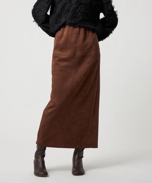 EMMEL REFINES（エメルリファインズ）の「＜EMMEL REFINES＞EM スウェードライク ステッチ Iラインスカート（スカート・レディース・ナチュラル/ダークブラウン・S/M）」の12枚目の写真