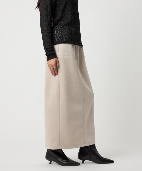 EMMEL REFINES（エメルリファインズ）の「＜EMMEL REFINES＞EM スウェードライク ステッチ Iラインスカート（スカート・レディース・ナチュラル/ダークブラウン・S/M）」の10枚目の写真