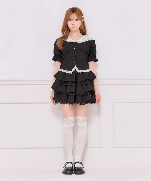 apres jour(アプレジュール)の「【French girly collection】レースフリル切り替えブラウス(シャツ/ブラウス・レディース・ブラック/ホワイト・X-LARGE/フリー)」の9枚目の写真