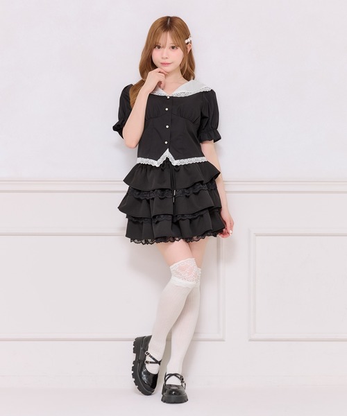 apres jour(アプレジュール)の「【French girly collection】レースフリル切り替えブラウス(シャツ/ブラウス・レディース・ブラック/ホワイト・X-LARGE/フリー)」の10枚目の写真
