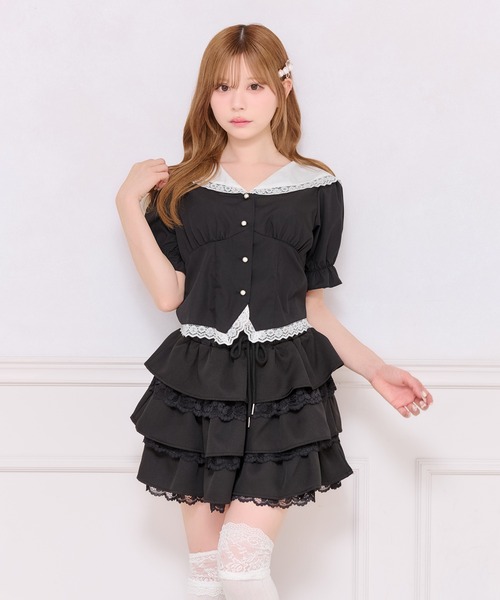 apres jour(アプレジュール)の「【French girly collection】レースフリル切り替えブラウス(シャツ/ブラウス・レディース・ブラック/ホワイト・X-LARGE/フリー)」の8枚目の写真