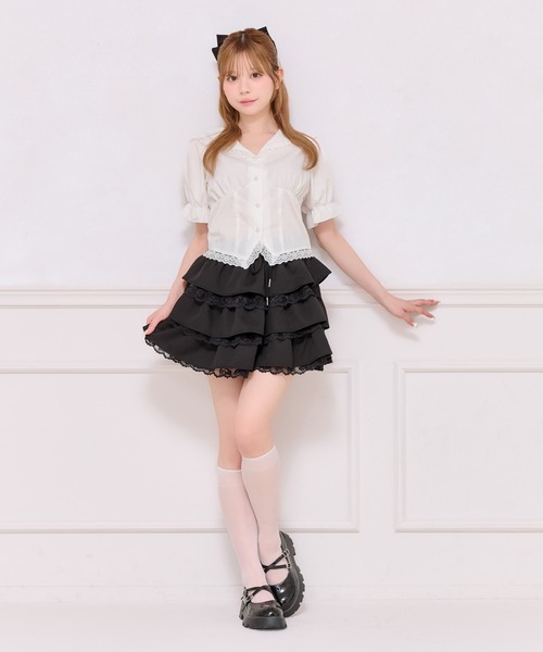 apres jour(アプレジュール)の「【French girly collection】レースフリル切り替えブラウス(シャツ/ブラウス・レディース・ブラック/ホワイト・X-LARGE/フリー)」の6枚目の写真