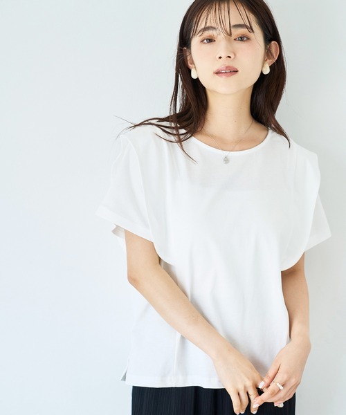 mil(ミル)の「ラッフルショルダーTシャツ 【コットン100%】 【587138】(Tシャツ/カットソー・レディース・オフホワイト/チャコールグレー/ブラウン・ONE SIZE)」の10枚目の写真