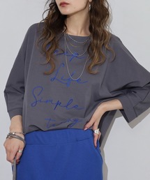 BRODIAEA ロゴ刺繍七分袖Tシャツ
