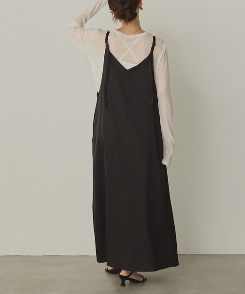 hunch（ハンチ）の「前後2WAY ワッシャーサテン キャミワンピース（ワンピース・レディース・ダークブラウン/ダークネイビー/ブラック・FREE）」の6枚目の写真
