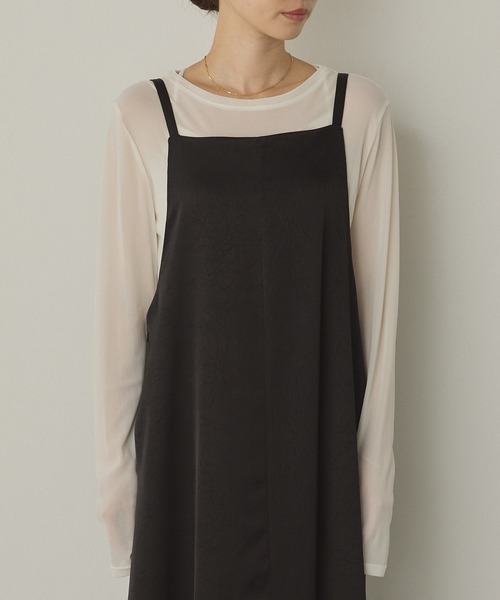 hunch（ハンチ）の「前後2WAY ワッシャーサテン キャミワンピース（ワンピース・レディース・ダークブラウン/ダークネイビー/ブラック・FREE）」の7枚目の写真