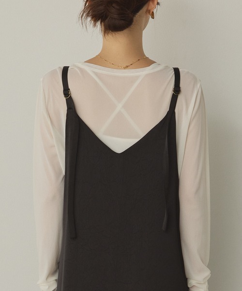 hunch（ハンチ）の「前後2WAY ワッシャーサテン キャミワンピース（ワンピース・レディース・ダークブラウン/ダークネイビー/ブラック・FREE）」の9枚目の写真