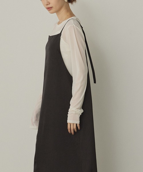 hunch（ハンチ）の「前後2WAY ワッシャーサテン キャミワンピース（ワンピース・レディース・ダークブラウン/ダークネイビー/ブラック・FREE）」の12枚目の写真