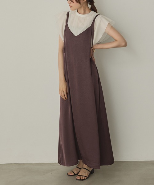 hunch（ハンチ）の「前後2WAY ワッシャーサテン キャミワンピース（ワンピース・レディース・ダークブラウン/ダークネイビー/ブラック・FREE）」の13枚目の写真