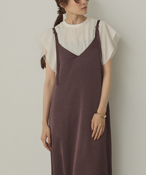 hunch（ハンチ）の「前後2WAY ワッシャーサテン キャミワンピース（ワンピース・レディース・ダークブラウン/ダークネイビー/ブラック・FREE）」の16枚目の写真