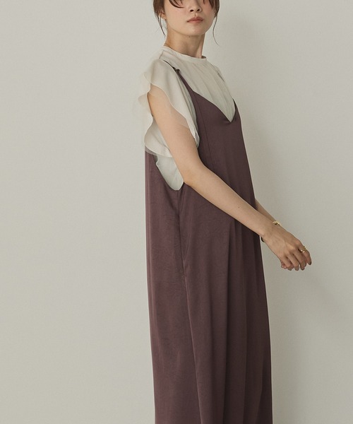 hunch（ハンチ）の「前後2WAY ワッシャーサテン キャミワンピース（ワンピース・レディース・ダークブラウン/ダークネイビー/ブラック・FREE）」の17枚目の写真