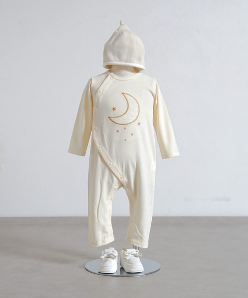10mois(ディモワ)の「【10mois(ディモワ)】moonロンパース 70・80cm(ロンパース・キッズ・クリーム/ライトブルー・70cm/80cm)」の1枚目の写真