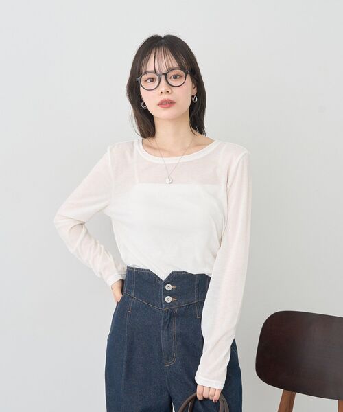 セール】クルーネックシアーテレコプルオーバー（Tシャツ/カットソー