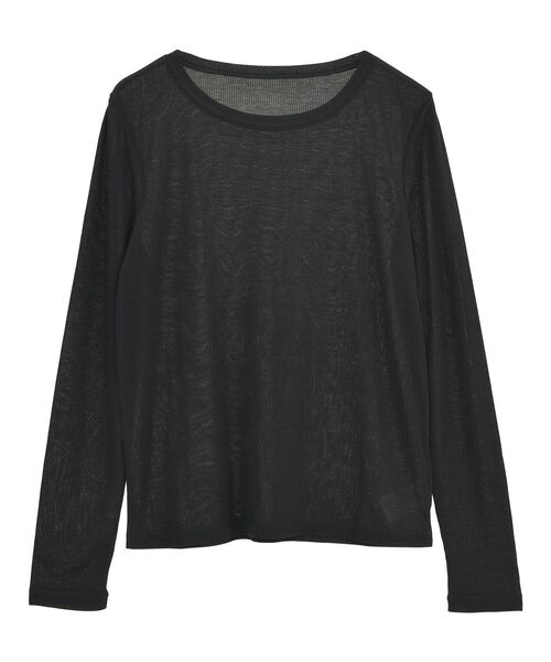 earth music&ecology（アースミュージックアンドエコロジー）の「クルーネックシアーテレコプルオーバー（Tシャツ/カットソー・レディース・オフホワイト/ブラウン/ピンク/ブラック・FREE）」の8枚目の写真