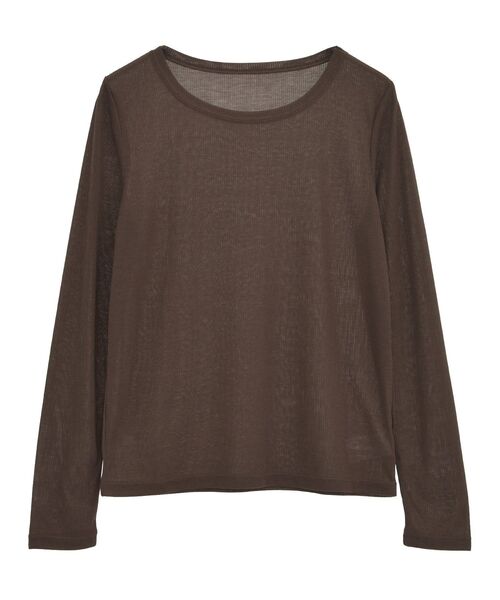 earth music&ecology（アースミュージックアンドエコロジー）の「クルーネックシアーテレコプルオーバー（Tシャツ/カットソー・レディース・オフホワイト/ブラウン/ピンク/ブラック・FREE）」の10枚目の写真