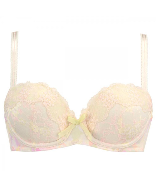 AMOSTYLE BY Triumph（アモスタイルバイトリンプ）の「 夢みるブラ＆ショーツセット【ABCDカップ】（3/4カップブラ） AMST1065 WHU + Hikini（ブラ&ショーツ・レディース・ブラック×パープル/ホワイト×イエロー/グリーン×ピンク/ローズ/スカイブルー/ベビーピンク・B65/A70/C75/D75/C80/B70/D70/D80/A75/D65/C70/B75/C65）」の2枚目の写真