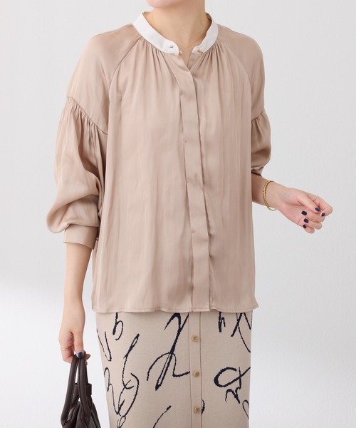 セール】配色サテンブラウス（シャツ/ブラウス）｜COLLAGE