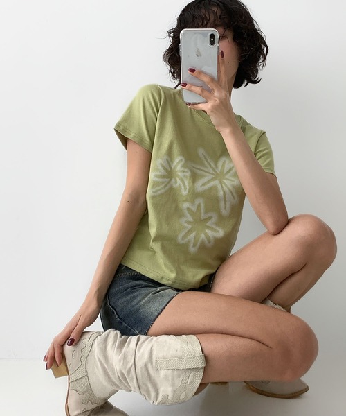 Palm Tree граффити кроп‑топ поло с коротким рукавом T‑shirt