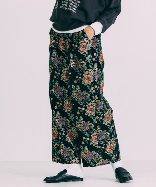 Freada(フリーダ)の「Freada/フリーダ 花ジャガードワイドパンツ(その他パンツ・レディース・オフホワイト/ブラック・S/M)」の2枚目の写真