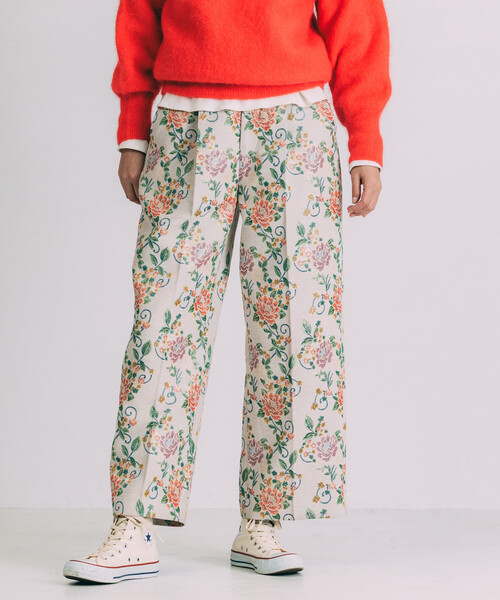 Freada(フリーダ)の「Freada/フリーダ 花ジャガードワイドパンツ(その他パンツ・レディース・オフホワイト/ブラック・S/M)」の3枚目の写真