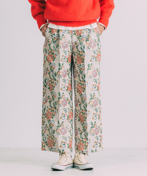 Freada(フリーダ)の「Freada/フリーダ 花ジャガードワイドパンツ(その他パンツ・レディース・オフホワイト/ブラック・S/M)」の4枚目の写真