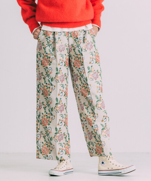 Freada(フリーダ)の「Freada/フリーダ 花ジャガードワイドパンツ(その他パンツ・レディース・オフホワイト/ブラック・S/M)」の5枚目の写真