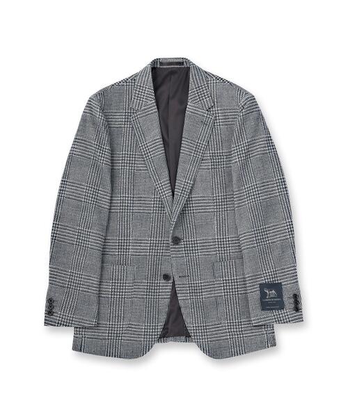 TAKEO KIKUCHI(タケオキクチ)の「グレンチェックプリント ジャージ ジャケット(テーラードジャケット・メンズ・ブルー系その他3/ベージュ系その他2・03/02/04)」の3枚目の写真