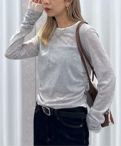 FREE'S MART(フリーズマート)の「◆シアーテレコレイヤード風カットソー(Tシャツ/カットソー・レディース・ホワイト/ブラウン/グレー・FREE)」の1枚目の写真