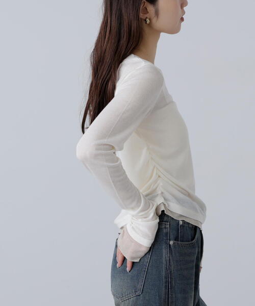 FREE'S MART(フリーズマート)の「◆シアーテレコレイヤード風カットソー(Tシャツ/カットソー・レディース・ホワイト/ブラウン/グレー・FREE)」の10枚目の写真