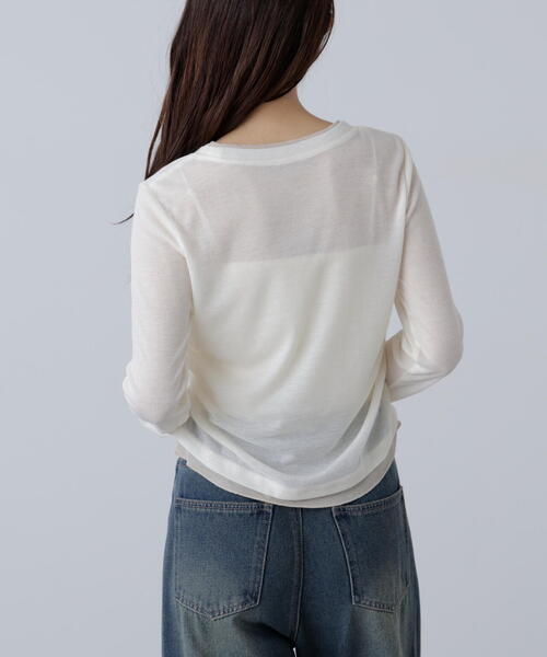 FREE'S MART(フリーズマート)の「◆シアーテレコレイヤード風カットソー(Tシャツ/カットソー・レディース・ホワイト/ブラウン/グレー・FREE)」の11枚目の写真