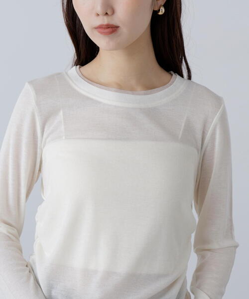 FREE'S MART(フリーズマート)の「◆シアーテレコレイヤード風カットソー(Tシャツ/カットソー・レディース・ホワイト/ブラウン/グレー・FREE)」の13枚目の写真