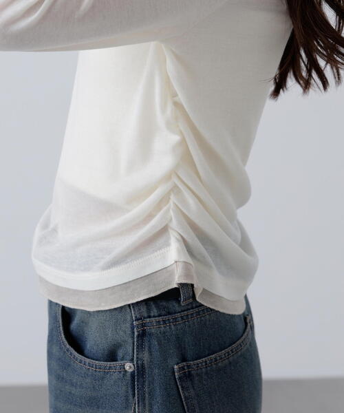 FREE'S MART(フリーズマート)の「◆シアーテレコレイヤード風カットソー(Tシャツ/カットソー・レディース・ホワイト/ブラウン/グレー・FREE)」の16枚目の写真