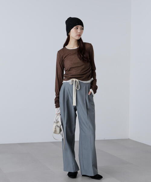 FREE'S MART(フリーズマート)の「◆シアーテレコレイヤード風カットソー(Tシャツ/カットソー・レディース・ホワイト/ブラウン/グレー・FREE)」の22枚目の写真